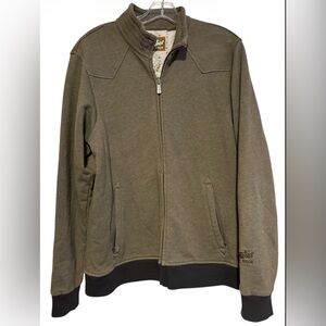 Howler Brothers full-zip fleece jacket in olive green black trim M